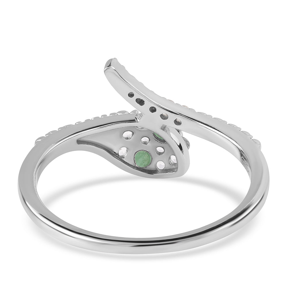 Inel din Argint 925 ( 2.21 grame ) cu Smarald Brazilian și Topaz Alb 0.34 Carate 6 