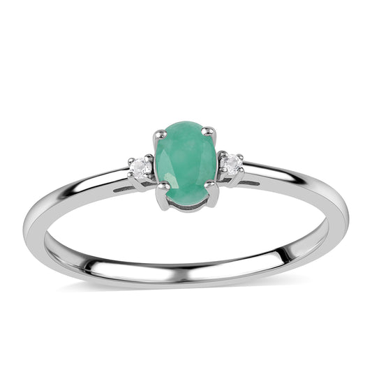 Inel din Argint 925 ( 1.64 grame ) cu Smarald Brazilian și Topaz Alb 0.53 Carate