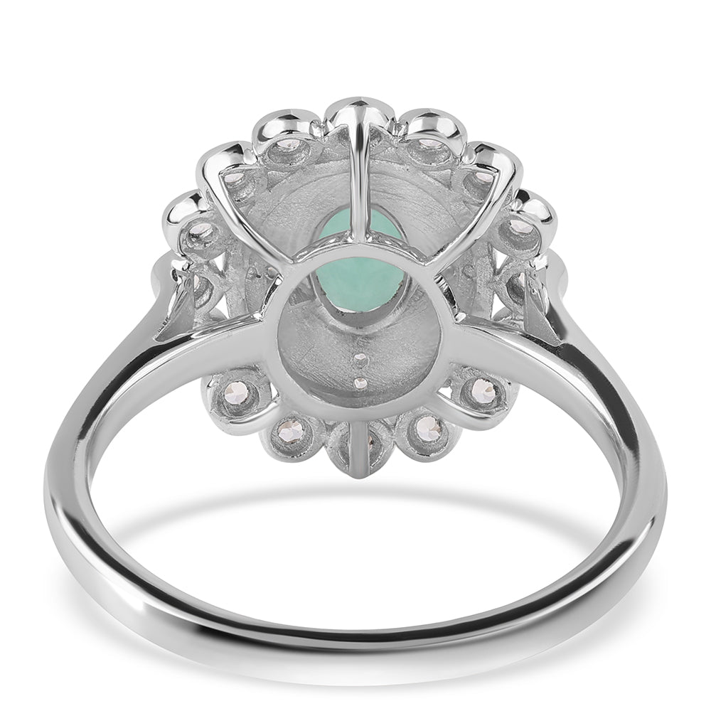 Inel din Argint 925 ( 3.67 grame ) cu Smarald Brazilian și Topaz Alb 1.08 Carate 4 