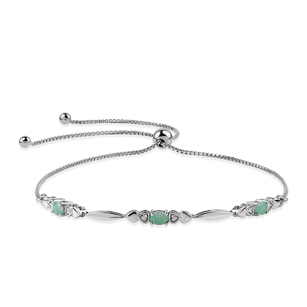 Brățară din Argint 925 ( 3.3 grame ) cu Smarald Brazilian și Topaz Alb 0.54 Carate 1 