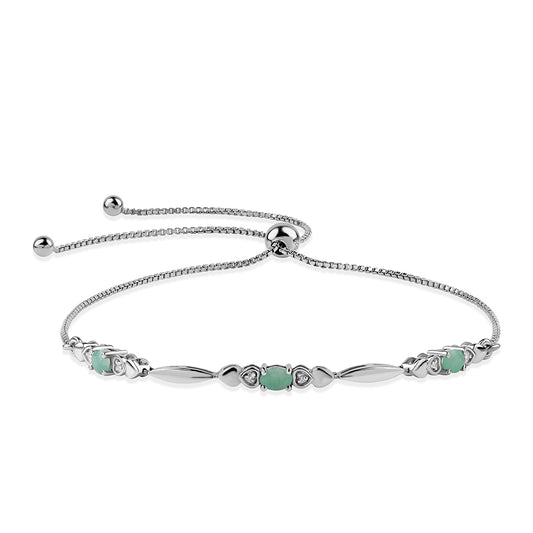 Brățară din Argint 925 ( 3.3 grame ) cu Smarald Brazilian și Topaz Alb 0.54 Carate