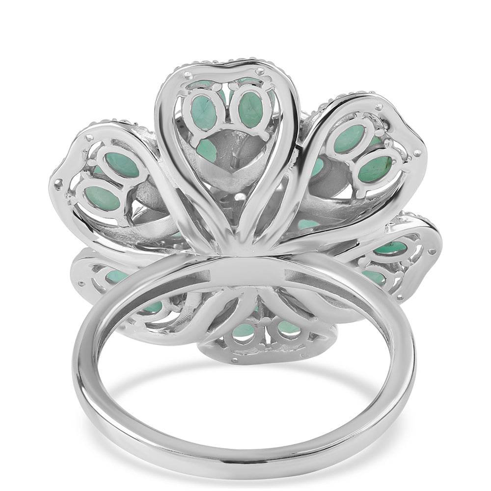 Inel din Argint 925 ( 7.34 grame ) cu Smarald Brazilian și Topaz Alb 3.37 Carate