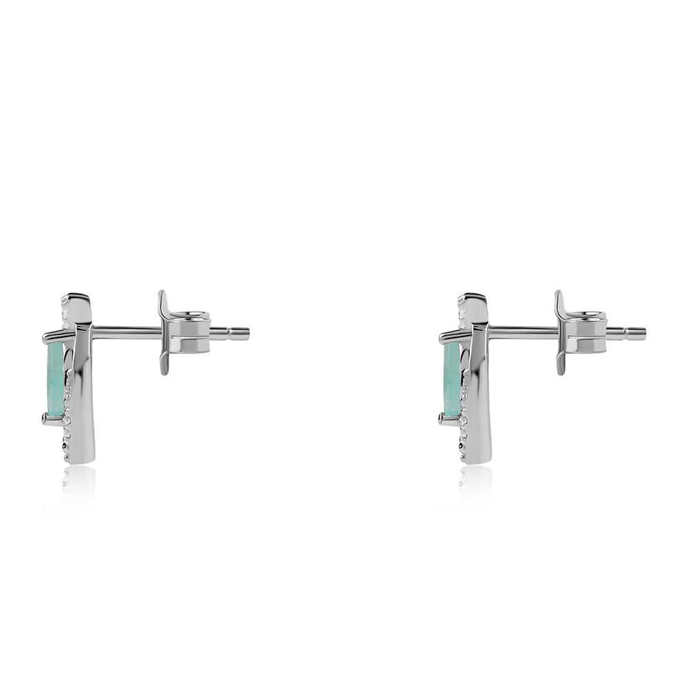 Cercei din Argint 925 ( 1.08 grame ) cu Smarald Brazilian și Topaz Alb 0.41 Carate 5 