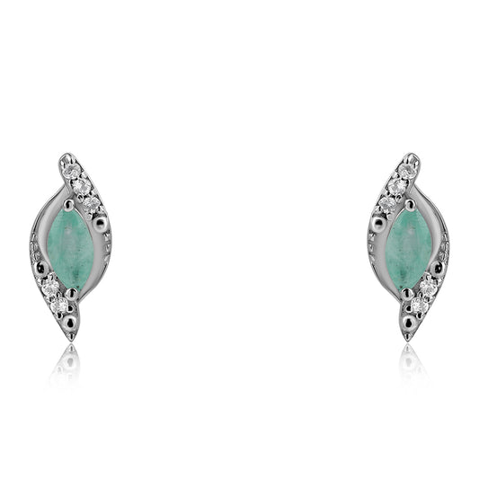 Cercei din Argint 925 ( 1.08 grame ) cu Smarald Brazilian și Topaz Alb 0.41 Carate