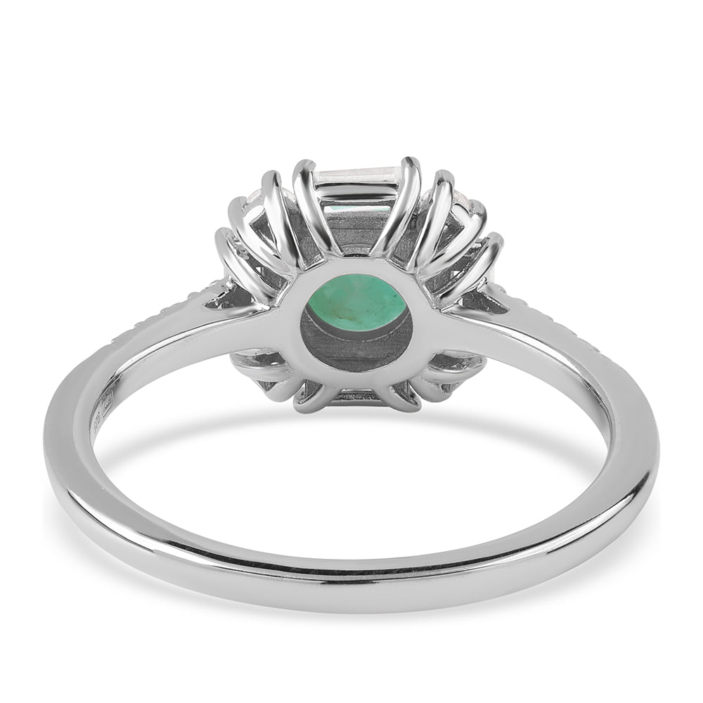 Inel din Argint 925 ( 2.54 grame ) cu Smarald Brazilian și Topaz Alb 1.78 Carate 7 