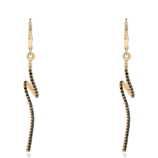 Cercei din Argint 925 Placat cu Aur ( 2.82 grame ) cu Spinel Negru 0.57 Carate