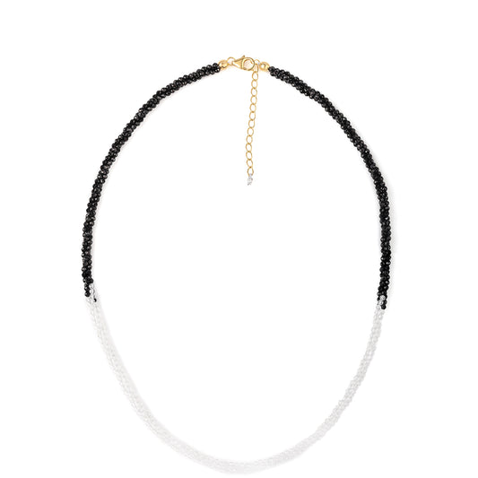 Colier din Argint 925 Placat cu Aur ( 0.97 grame ) cu Spinel Negru și Topaz Alb 70 Carate