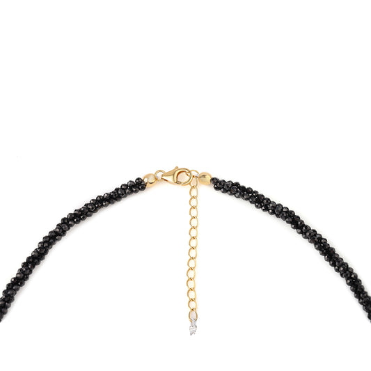 Colier din Argint 925 Placat cu Aur ( 0.97 grame ) cu Spinel Negru și Topaz Alb 70 Carate