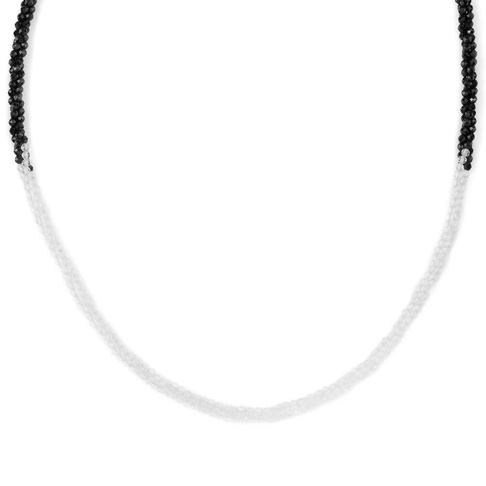 Colier din Argint 925 Placat cu Aur ( 0.97 grame ) cu Spinel Negru și Topaz Alb 70 Carate