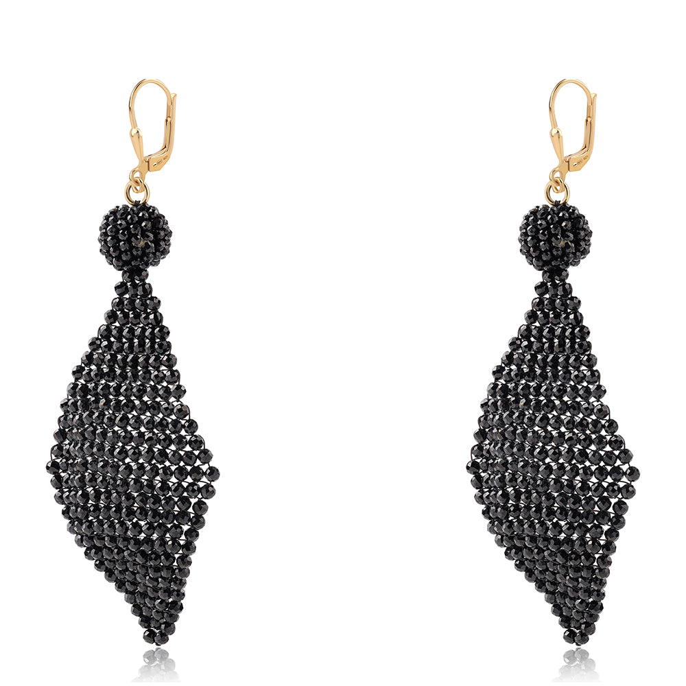Cercei din Argint 925 Placat cu Aur ( 0.8 grame ) cu Spinel Negru 50 Carate
