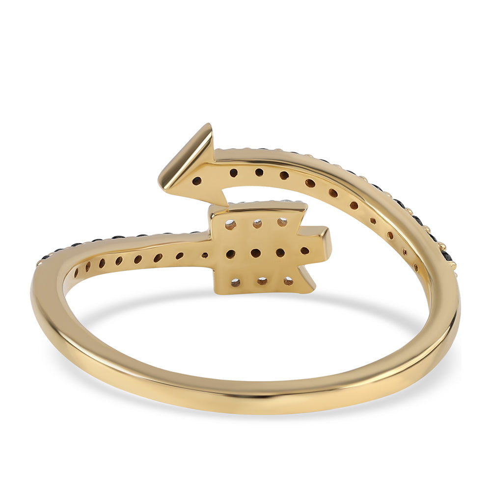 Inel din Argint 925 Placat cu Aur ( 2.08 grame ) cu Spinel Negru și Topaz Alb 0.48 Carate 6 