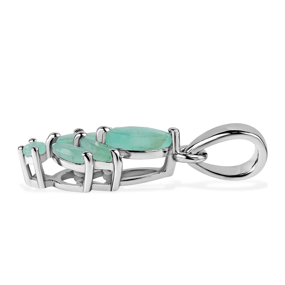 Pandantiv din Argint 925 ( 0.84 grame ) cu Smarald Brazilian 0.76 Carate 2 