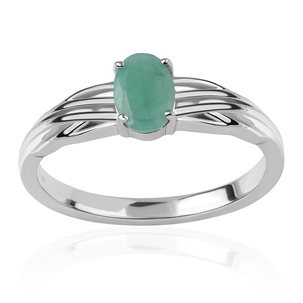 Inel din Argint 925 ( 2.56 grame ) cu Smarald Brazilian 0.75 Carate