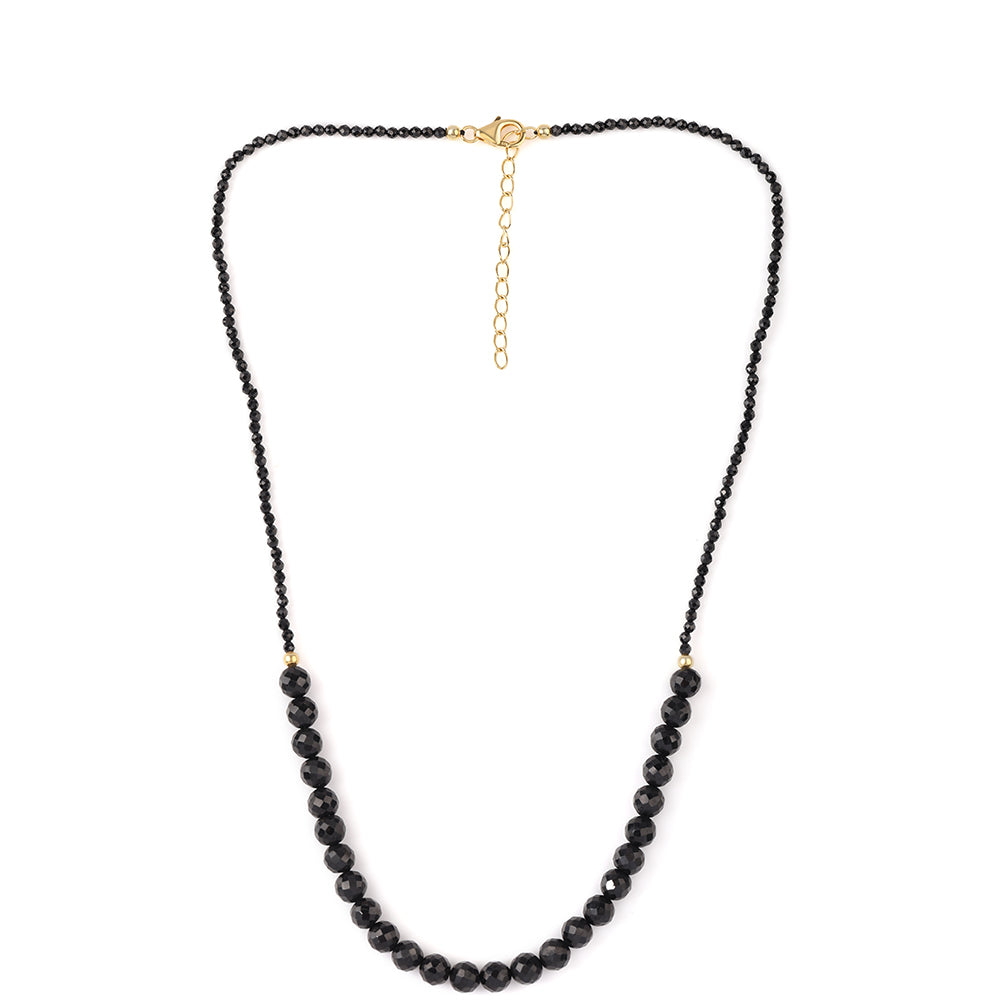 Colier din Argint 925 Placat cu Aur ( 0.93 grame ) cu Spinel Negru 66.26 Carate 1 