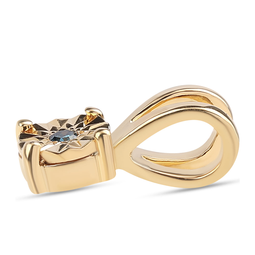 Pandantiv din Argint 925 Placat cu Aur ( 0.63 grame ) cu Diamant Albastru 0.02 Carate 2 