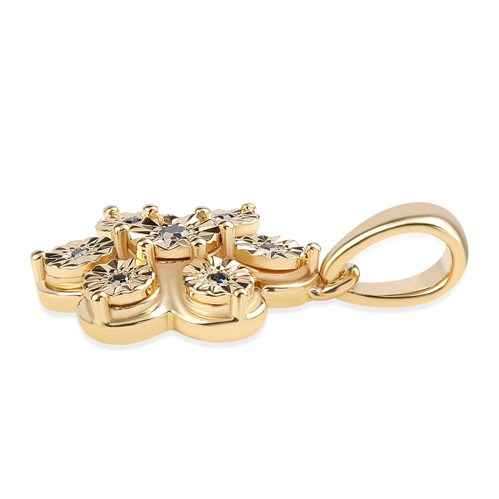 Pandantiv din Argint 925 Placat cu Aur ( 2.19 grame ) cu Diamant Albastru 0.05 Carate 2 