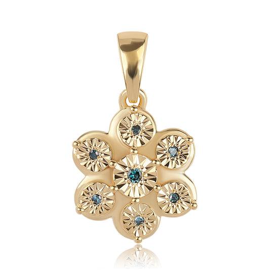 Pandantiv din Argint 925 Placat cu Aur ( 2.19 grame ) cu Diamant Albastru 0.05 Carate