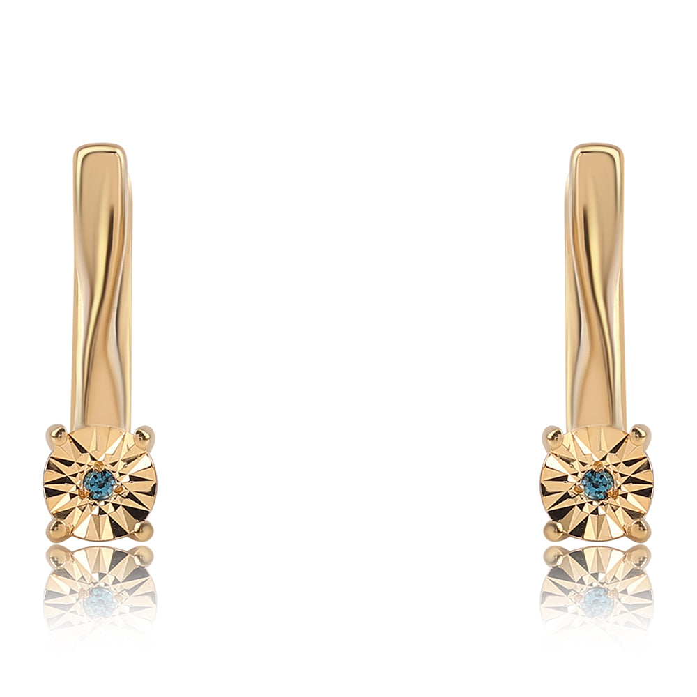 Cercei din Argint 925 Placat cu Aur ( 1.92 grame ) cu Diamant Albastru 0.01 Carate 1 