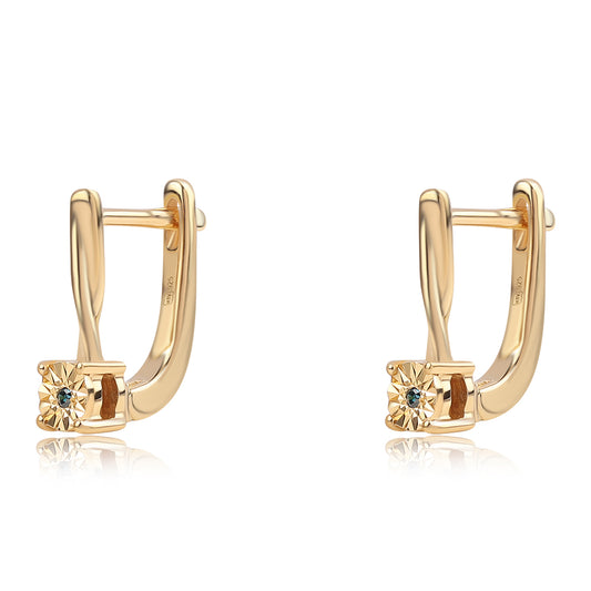 Cercei din Argint 925 Placat cu Aur ( 1.92 grame ) cu Diamant Albastru 0.01 Carate