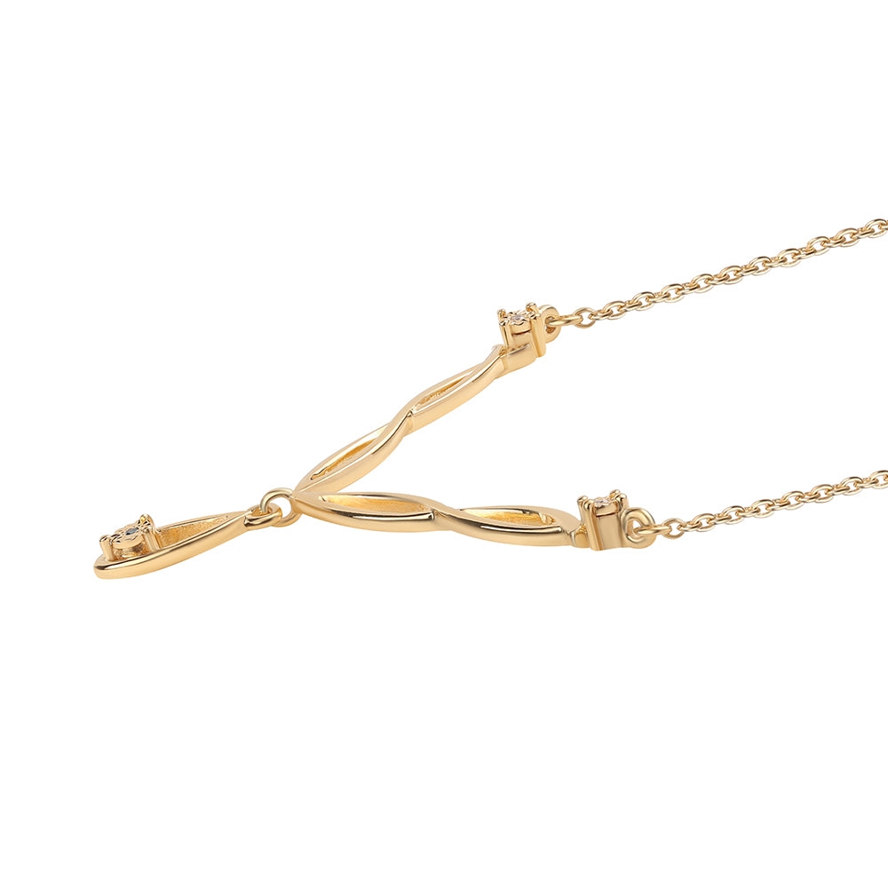 Colier din Argint 925 Placat cu Aur ( 4.2 grame ) cu Diamant Albastru și Diamant Alb 0.02 Carate 2 