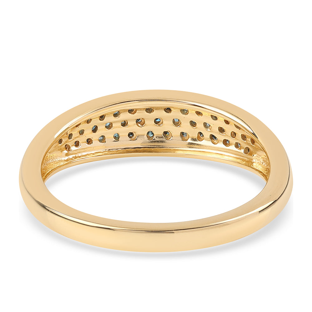 Inel din Argint 925 Placat cu Aur ( 2.35 grame ) cu Diamant Albastru 0.35 Carate 3 