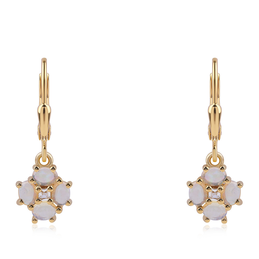 Cercei din Argint 925 Placat cu Aur ( 1.87 grame ) cu Opal Etiopian Lega Dembi și Topaz Alb 0.94 Carate 1 