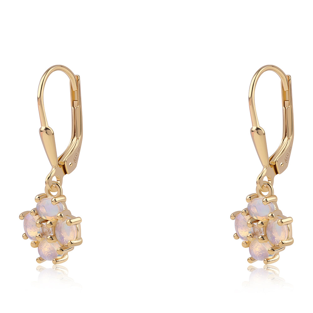Cercei din Argint 925 Placat cu Aur ( 1.87 grame ) cu Opal Etiopian Lega Dembi și Topaz Alb 0.94 Carate 2 