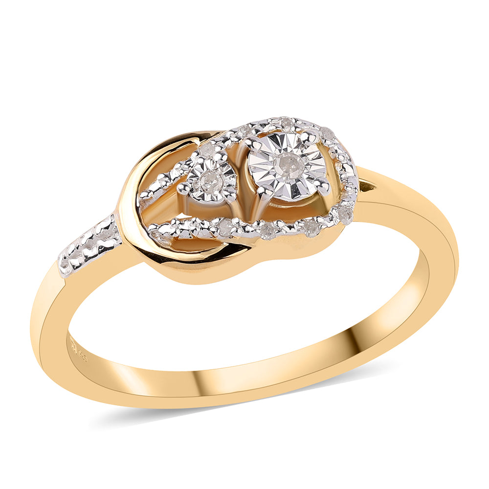 Inel din Argint 925 Placat cu Aur ( 3.22 grame ) cu Diamant Alb 0.05 Carate