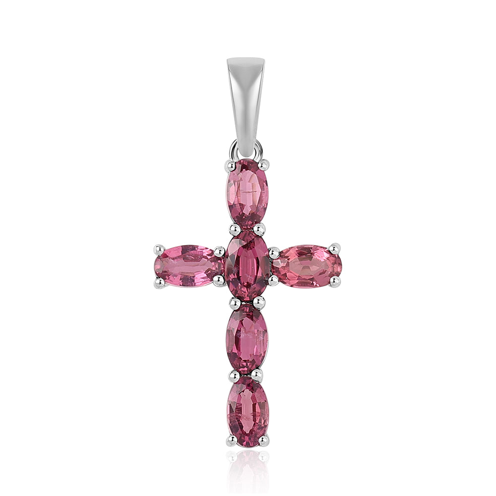 Cruce Pandantiv din Argint 925 ( 1.1 grame ) cu Rubelit Cruzeiro 1.6 Carate