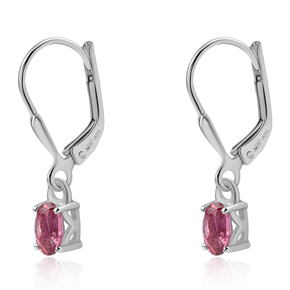 Cercei din Argint 925 ( 1.12 grame ) cu Rubelit Cruzeiro 0.5 Carate