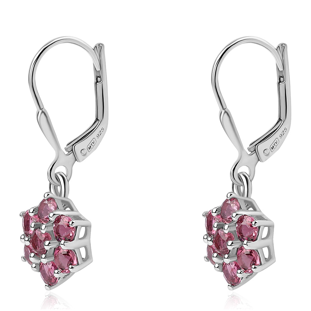 Cercei din Argint 925 ( 2.11 grame ) cu Rubelit Cruzeiro 2.52 Carate 2 