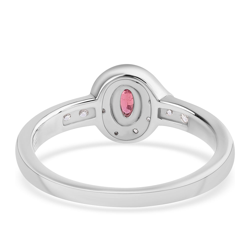 Inel din Argint 925 ( 3 grame ) cu Rubelit Cruzeiro și Topaz Alb 0.85 Carate