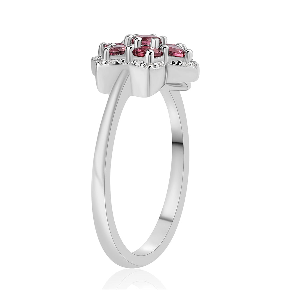 Inel din Argint 925 ( 2.93 grame ) cu Rubelit Cruzeiro și Topaz Alb 1.34 Carate 2 