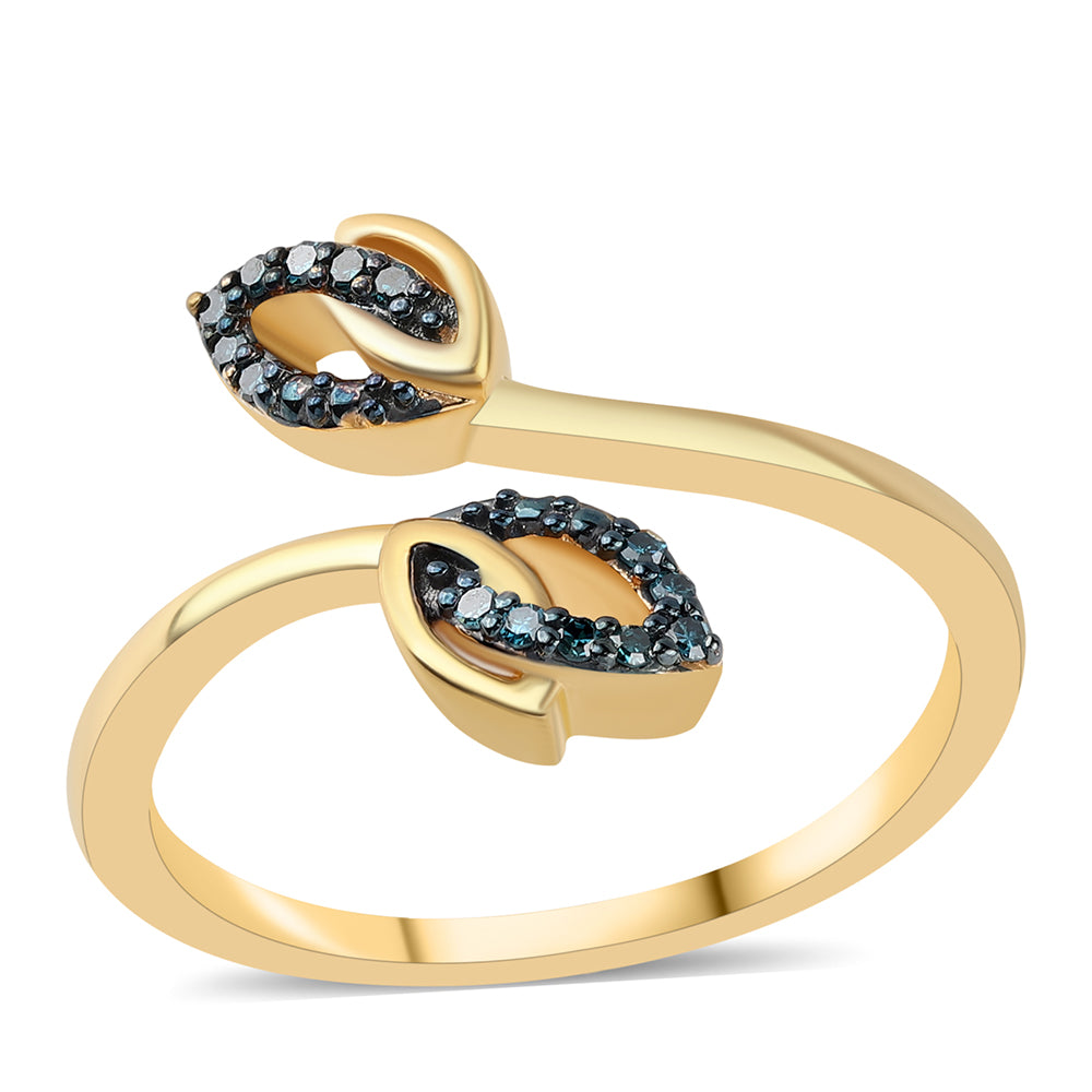 Inel din Argint 925 Placat cu Aur ( 2.96 grame ) cu Diamant Albastru 0.07 Carate