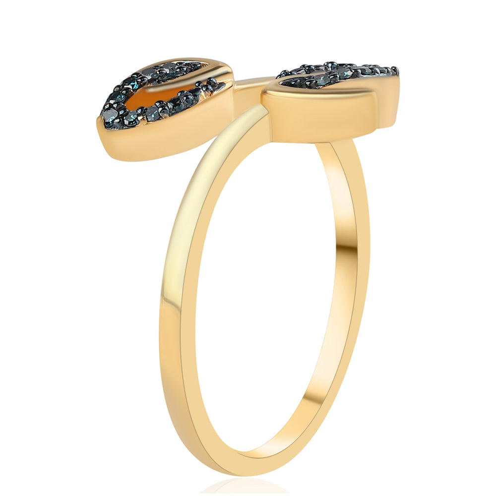 Inel din Argint 925 Placat cu Aur ( 2.96 grame ) cu Diamant Albastru 0.07 Carate 2 