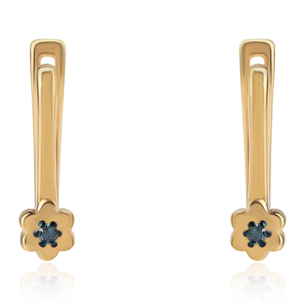 Cercei din Argint 925 Placat cu Aur ( 1.67 grame ) cu Diamant Albastru 0.03 Carate