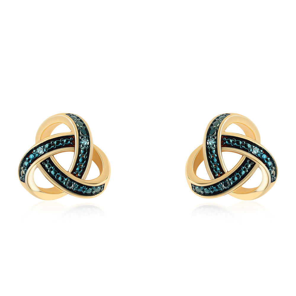 Cercei din Argint 925 Placat cu Aur ( 2.77 grame ) cu Diamant Albastru 0.03 Carate