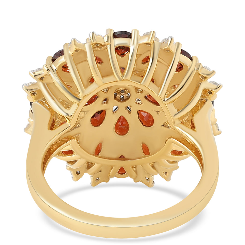 Inel din Argint 925 Placat cu Aur ( 5.76 grame ) cu Granat Barton și Topaz Alb 4.23 Carate