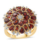 Inel din Argint 925 Placat cu Aur ( 5.76 grame ) cu Granat Barton și Topaz Alb 4.23 Carate