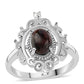 Inel din Argint 925 ( 4.07 grame ) cu Opal Etiopian Negru Lega Dembi și Topaz Alb 0.9 Carate