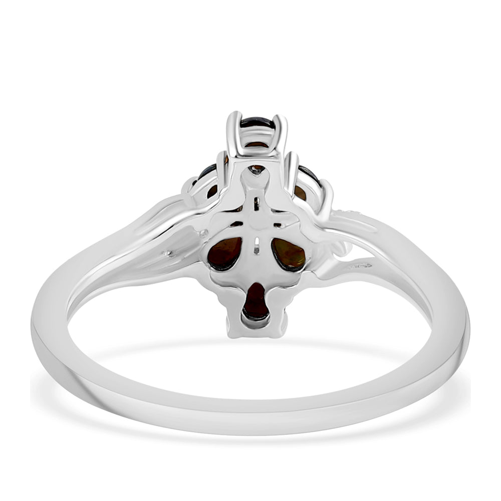 Inel din Argint 925 ( 2.25 grame ) cu Opal Etiopian Negru Lega Dembi și Topaz Alb 1.92 Carate 3 