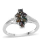 Inel din Argint 925 ( 2.25 grame ) cu Opal Etiopian Negru Lega Dembi și Topaz Alb 1.92 Carate
