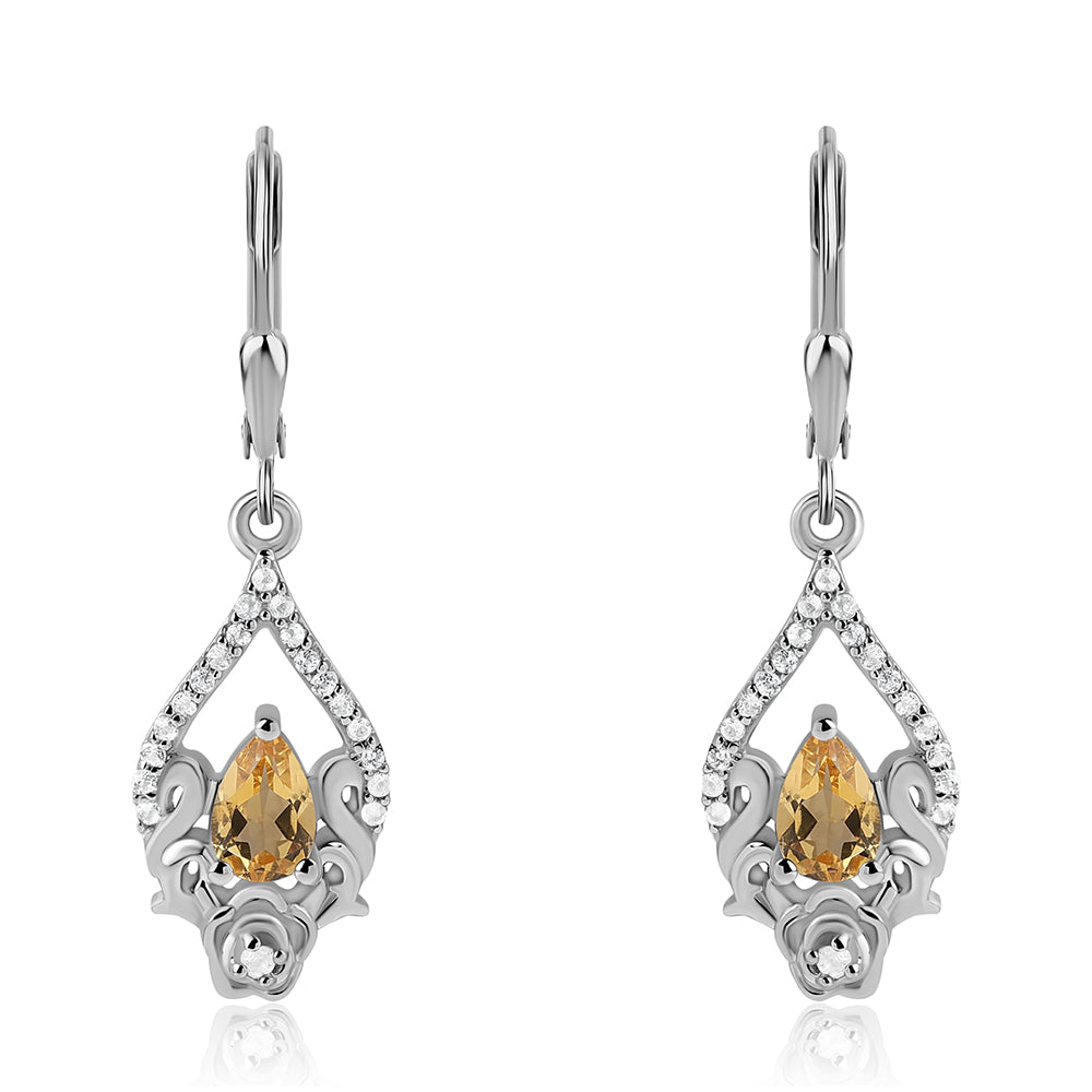 Cercei din Argint 925 ( 4 grame ) cu Citrin și Topaz Alb 1.12 Carate 1 