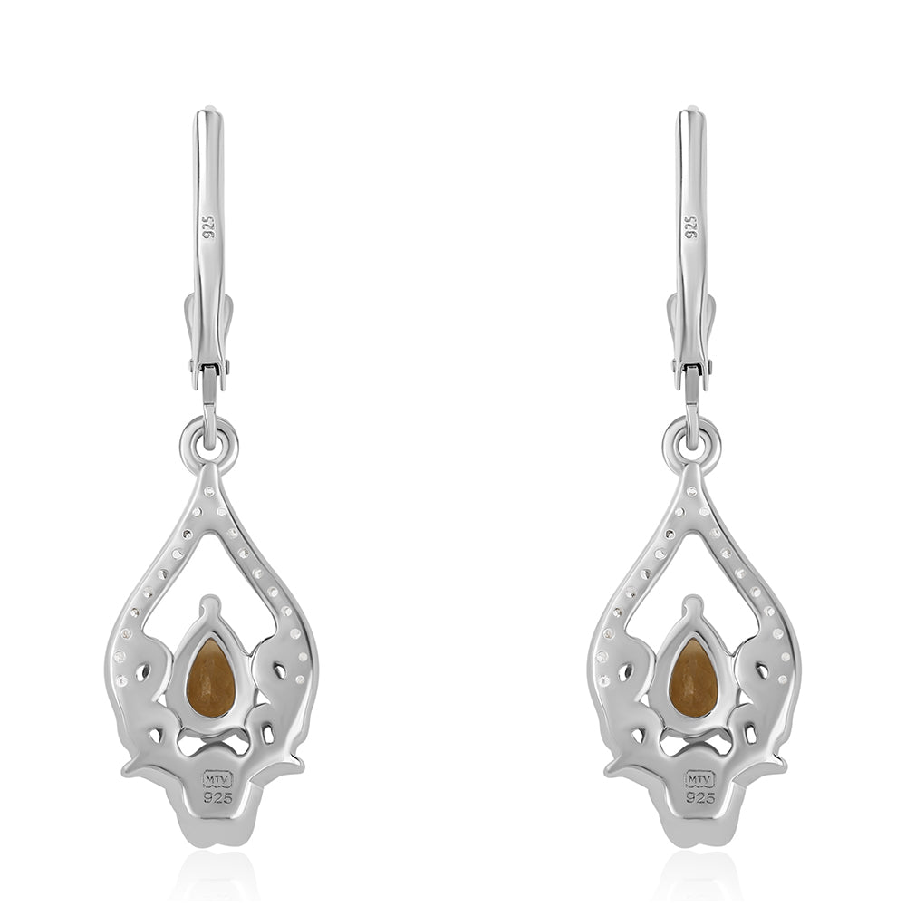 Cercei din Argint 925 ( 4 grame ) cu Citrin și Topaz Alb 1.12 Carate 3 