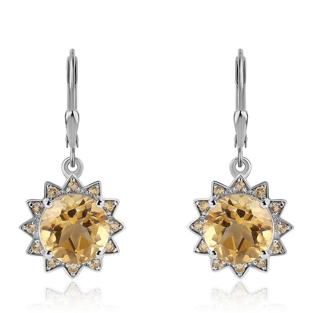 Cercei din Argint 925 ( 3.7 grame ) cu Citrin 7.04 Carate 1 