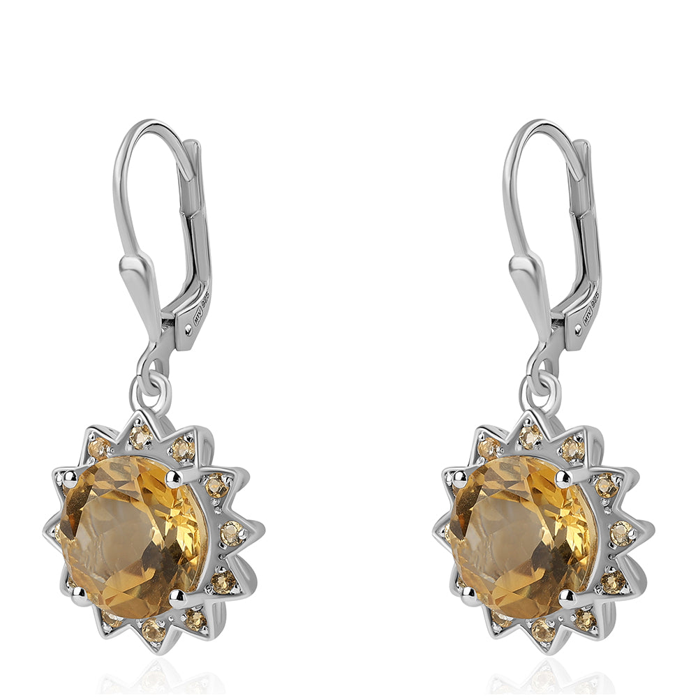 Cercei din Argint 925 ( 3.7 grame ) cu Citrin 7.04 Carate 2 
