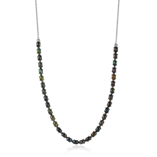 Colier din Argint 925 ( 7.37 grame ) cu Opal Etiopian Negru Lega Dembi 5.28 Carate