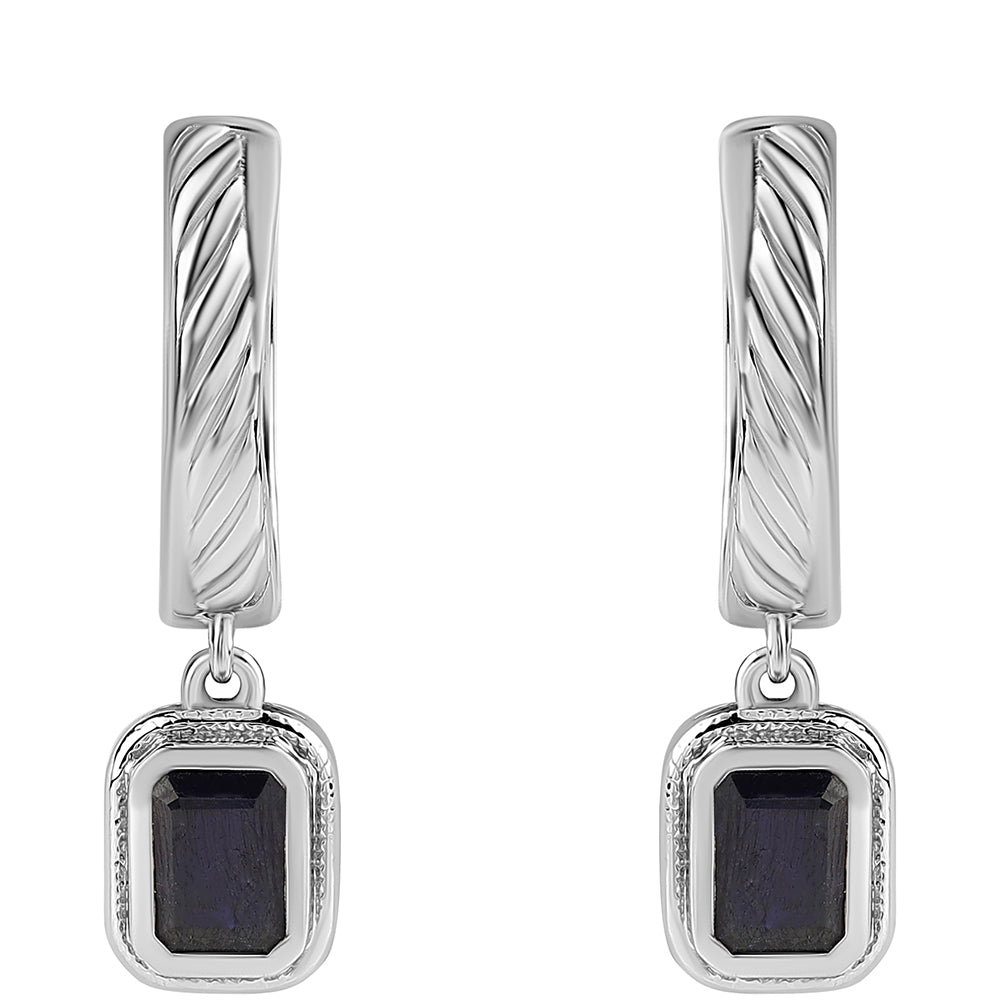 Cercei din Argint 925 ( 8.22 grame ) cu Safir Albastru Australian 3.2 Carate 1 