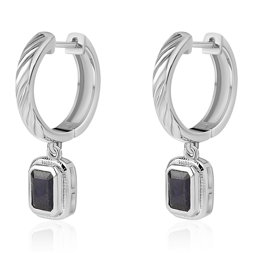 Cercei din Argint 925 ( 8.22 grame ) cu Safir Albastru Australian 3.2 Carate 2 