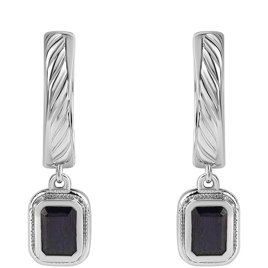 Cercei din Argint 925 ( 8.22 grame ) cu Safir Albastru Australian 3.2 Carate